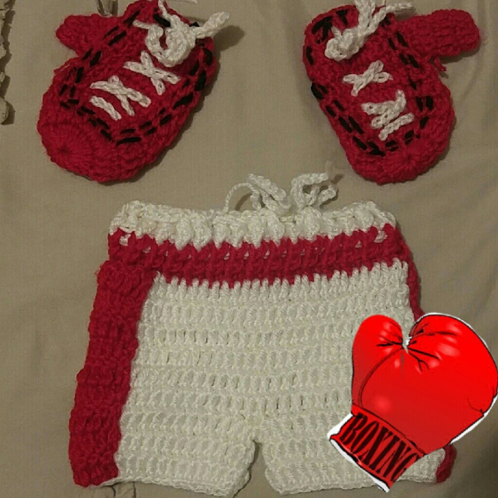 Infant boxing gloves & shorts photo prop/costume